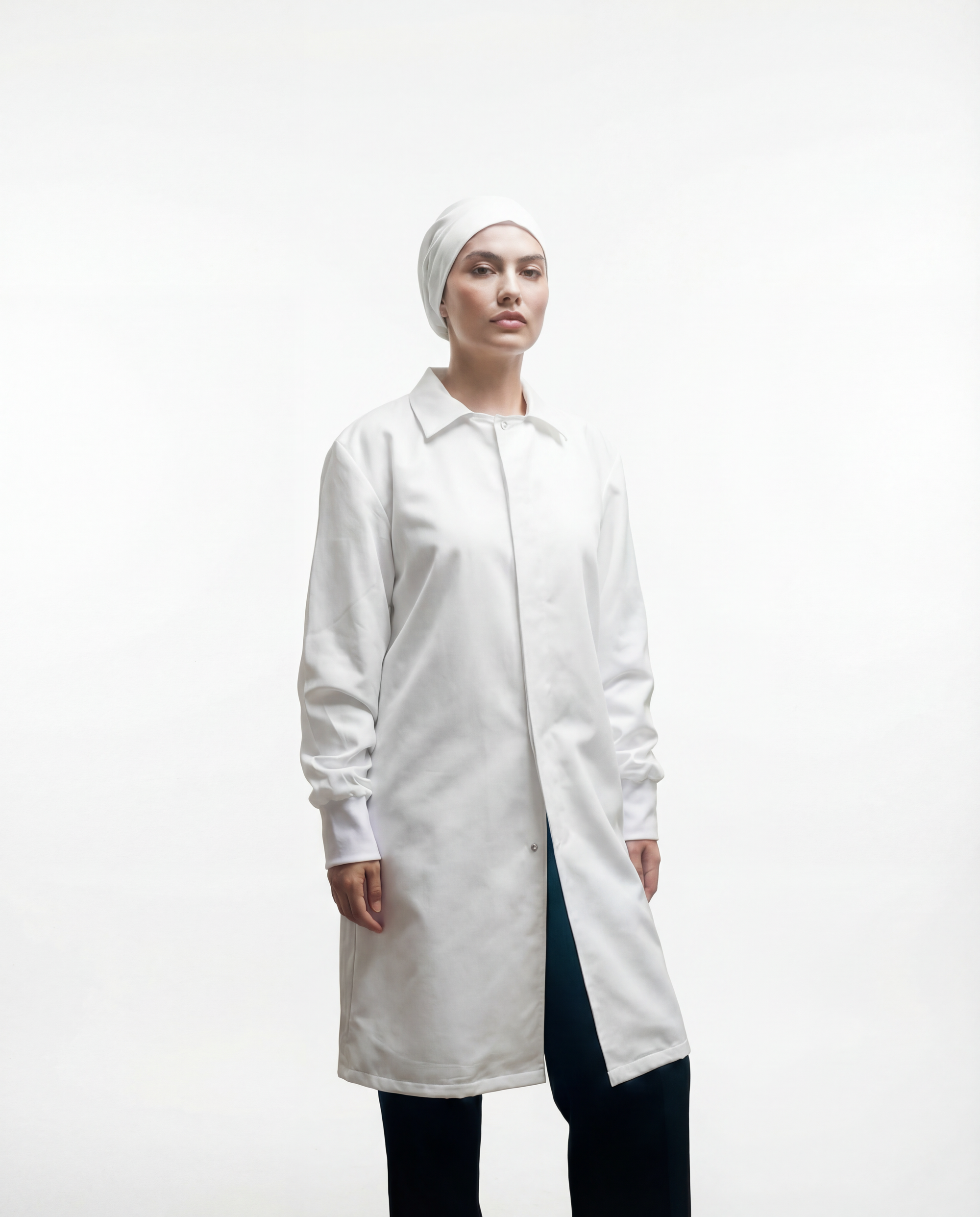 Fleece Lab Coat  - Food Processing | White | Snap Button Unisex