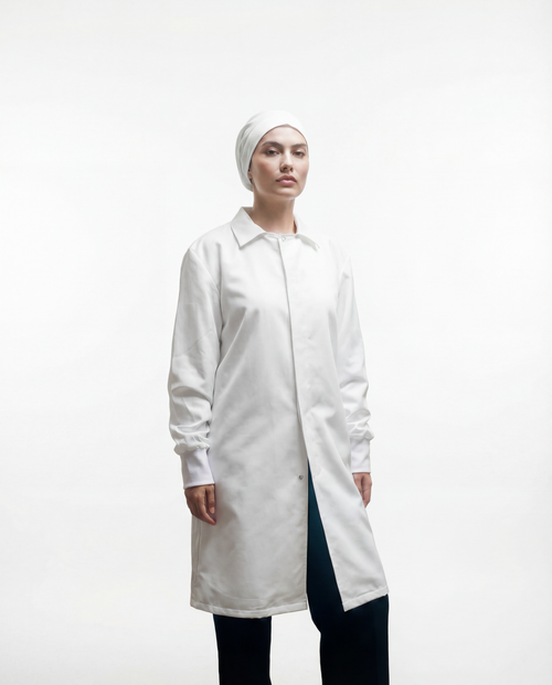 Fleece Lab Coat  - Food Processing | White | Snap Button Unisex